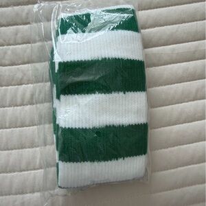 Green and White Striped Socks